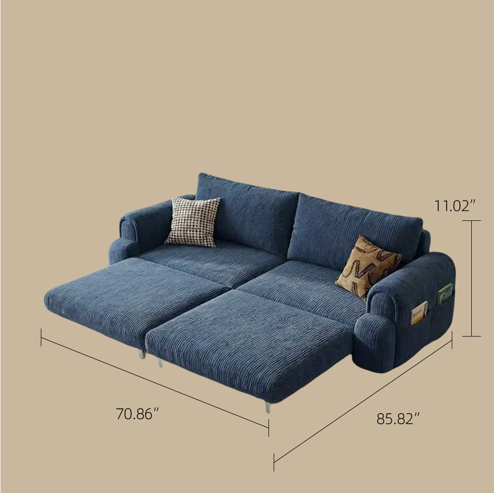 Modern Corduroy Convertible Sofa Bed Pull Out Sleeper Couch with Side Storage Pockets