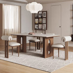 Load image into Gallery viewer, Modern Dining Table Set Solid Wood Legs Walnut Veneer Scratch Resistant Sintered Stone Top
