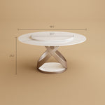 Load image into Gallery viewer, Round Dining Table Lazy Susan Marble Effect Gold X Metal Base Perfect for 4-6 People
