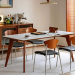 Load image into Gallery viewer, Modern Dining Chair with Stainless Steel Legs Faux Leather Upholstered Seat Ergonomic Wood Backrest for Dining Room
