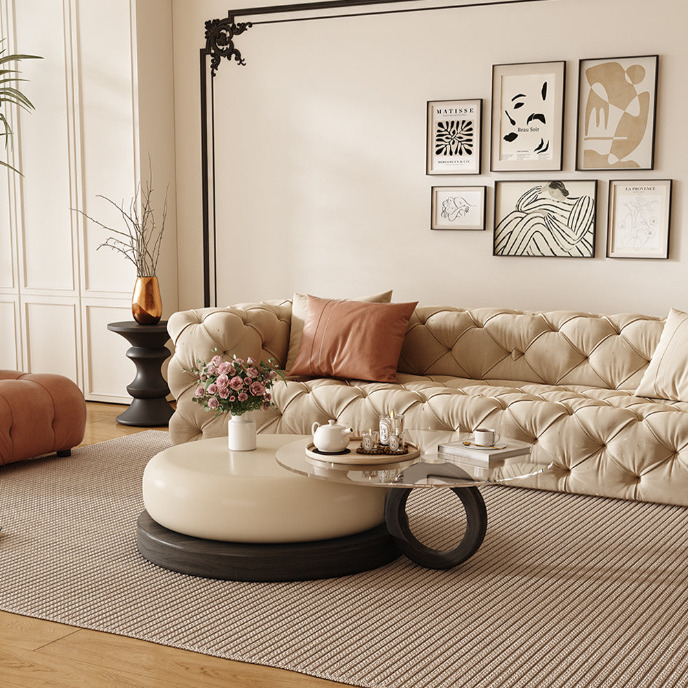 Round Artistic Coffee Table Sculptural Geometry Tiered Design Modern