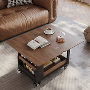 Lift Top Coffee Table with Hidden Storage and Rolling Wheels Modern Multifunctional Design for Living Room