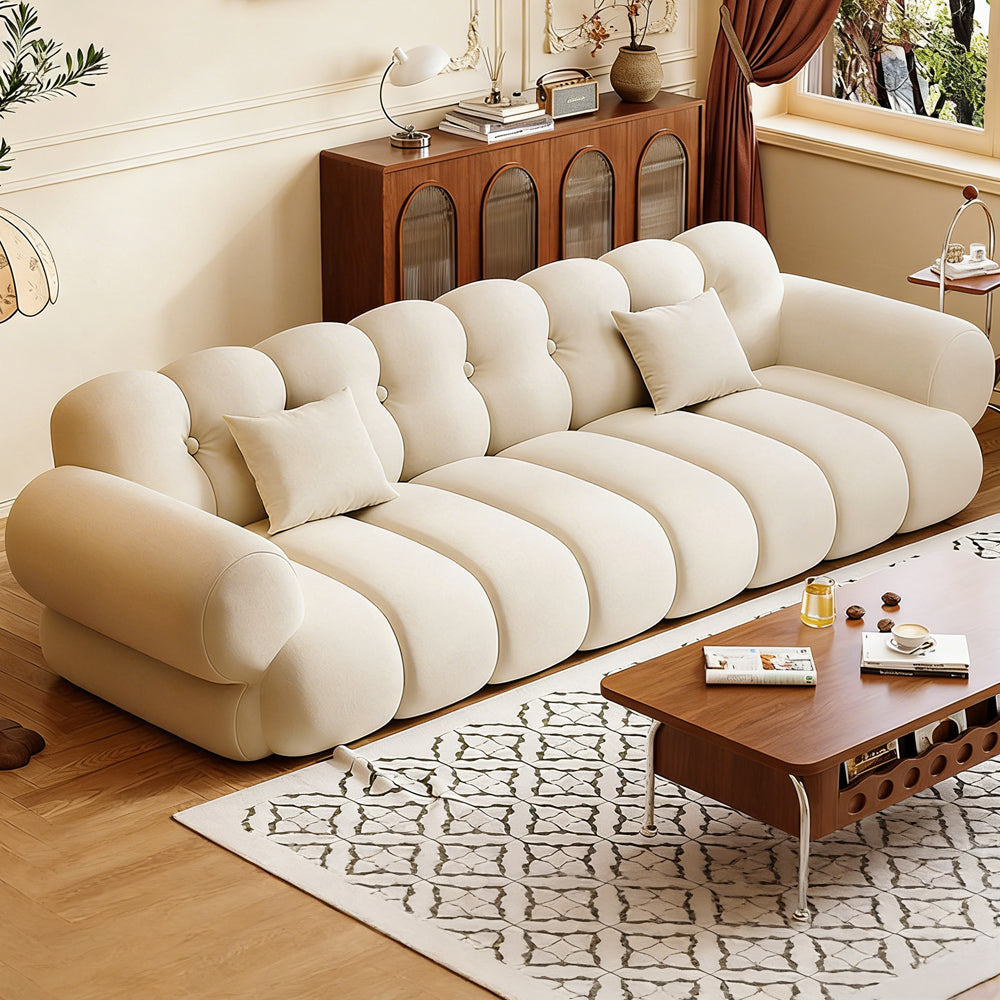 Modern Bubble Cushion Velvet Sofa Bed Convertible Deep Seat Sleeper