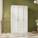 Load image into Gallery viewer, Modern Elegance 3-Door White Wardrobe with Drawers Multi-Section Storage with Drawers and Hanging Space
