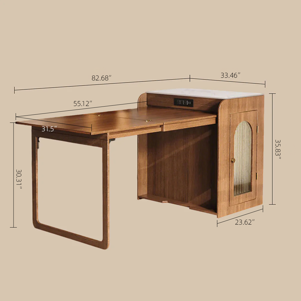 73'' Murphy Fold-Out Dining Table with Sintered Stone Top Space-Saving