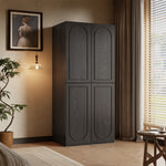 Load image into Gallery viewer, 78&quot; Modern Double-Door Wardrobe in Dark Wood Finish with Divided Storage
