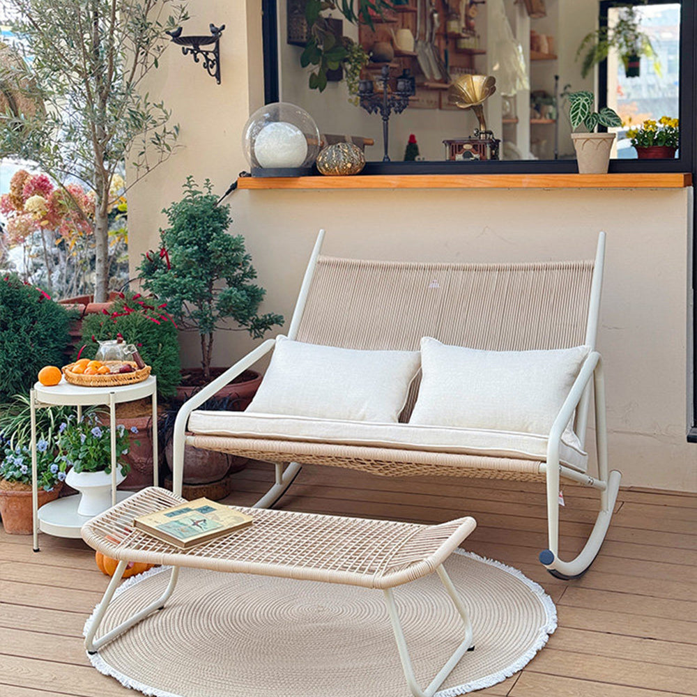 Outdoor Woven Rocking Chair with Cushions
