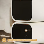 Load image into Gallery viewer, Elegant Two-Tier Nightstand with Rotating Drawer and Modern Minimalist Design
