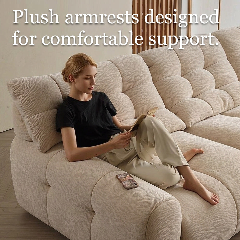 Modern Upholstered Sofa Movable Backrest Fabric Couch Minimalist Living Room Sofa