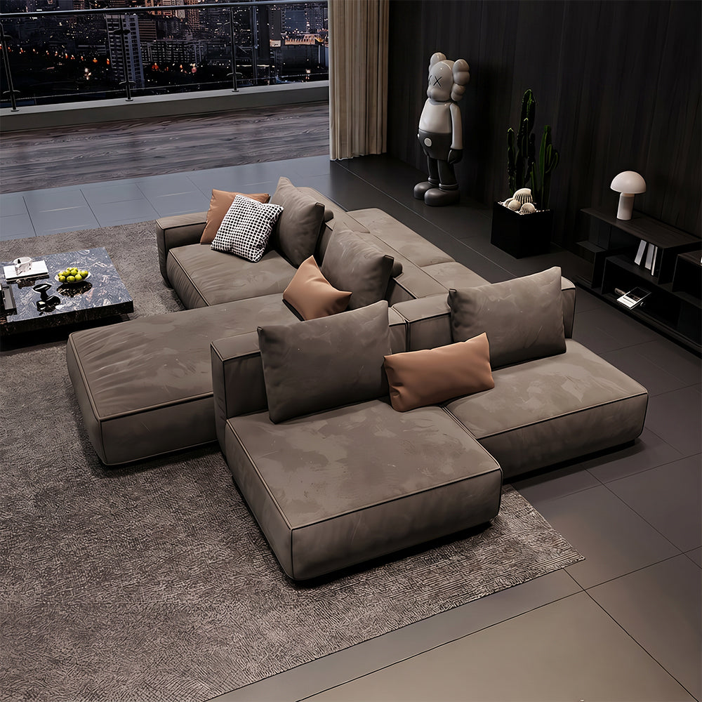 Modern Modular Sectional Sofa with Oversized Chaise and Deep Seat Lounge Design