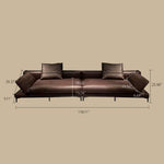 Load image into Gallery viewer, Modern Low-Profile Leather Sofa Deep Brown Upholstery with Wide Armrests &amp; Metal Legs
