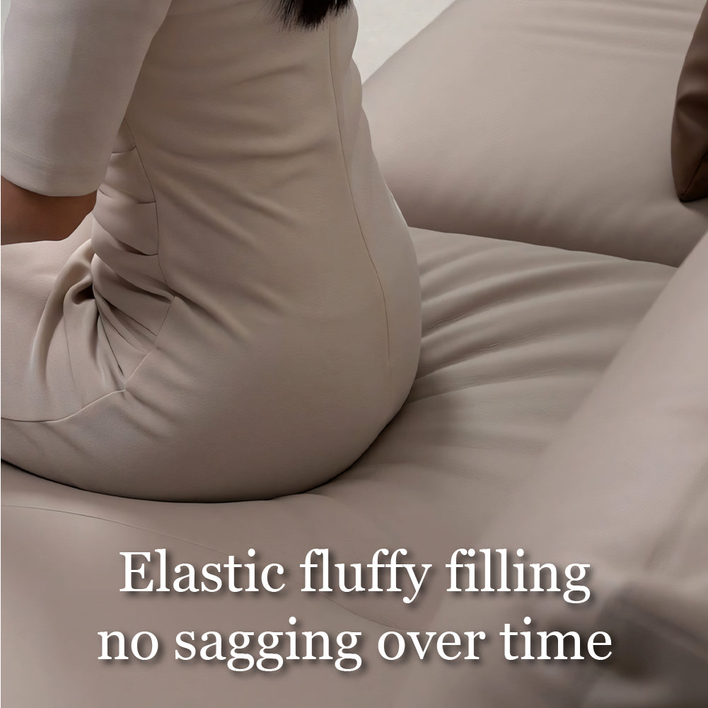 Modern Low-Profile Leather Sofa with Integrated Side Shelf