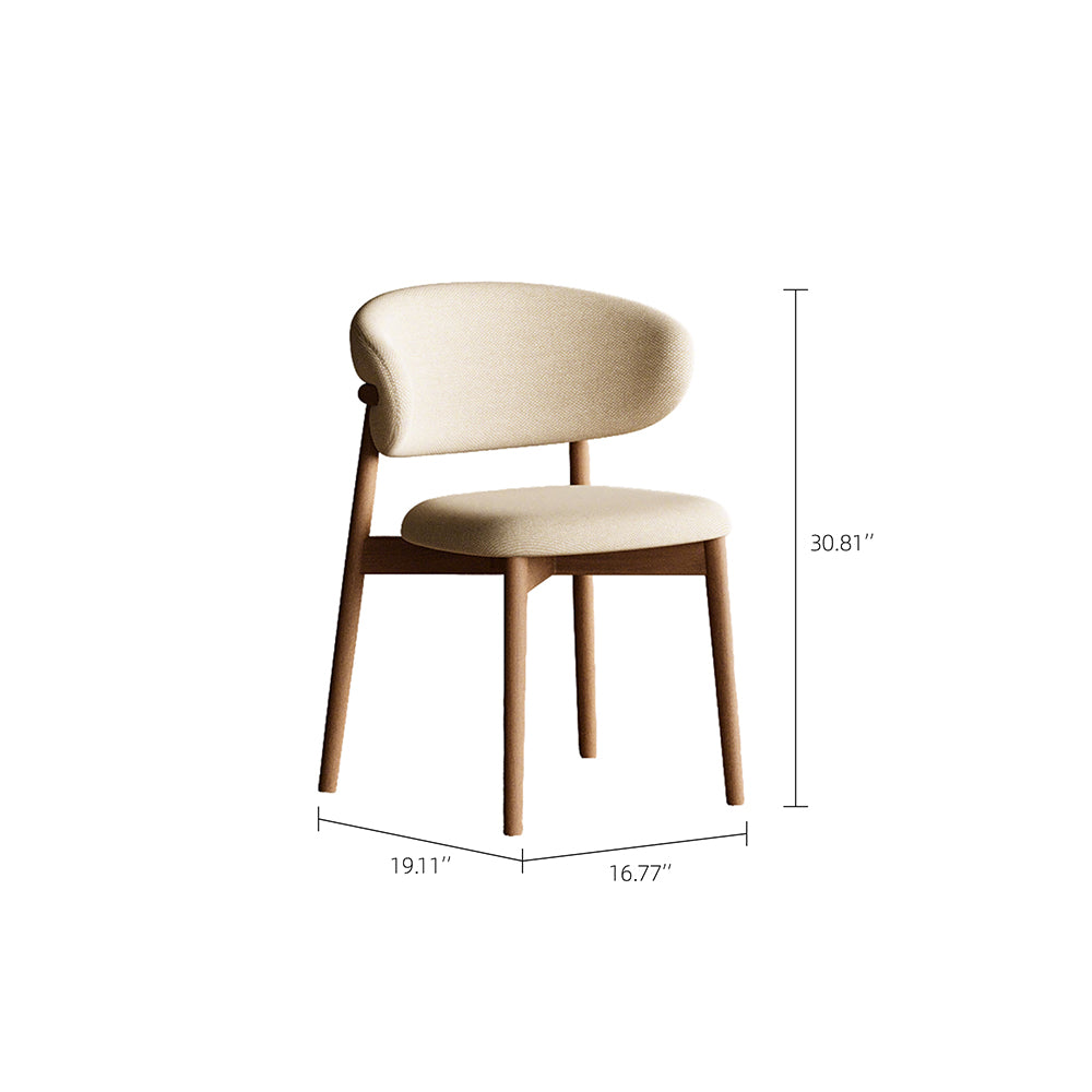 2PCS Dining Chair Modern Ash Wood Frame Curved Backrest