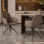 Load image into Gallery viewer, 360 Swivel Microfiber Curved Arm Four Leg Metal Base Dining Chair
