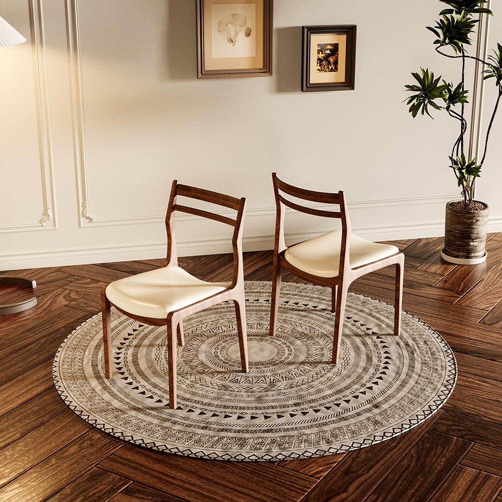 2PCS Wooden Dining Chair Ergonomic Backrest Minimalist Design Soft Leather Seat