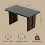 Load image into Gallery viewer, 54.6″/62.4″ Dining Table Solid Wood Artistic Geometric Base Two-Tone Contrast
