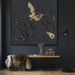 Load image into Gallery viewer, Handmade Abstract Wall Art – Black Textured Painting with Gold Accents
