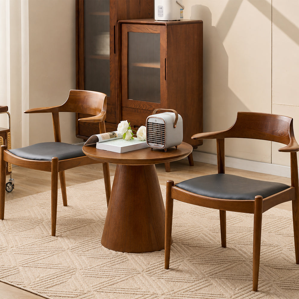 Modern Solid Wood Dining Chair with Handwoven Paper Rope Seat and Sculptural Armrests 1 Piece