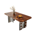 Load image into Gallery viewer, 62.4&quot; Modern Dining Table Artistic Leg Panels Dual-Tone Contrast
