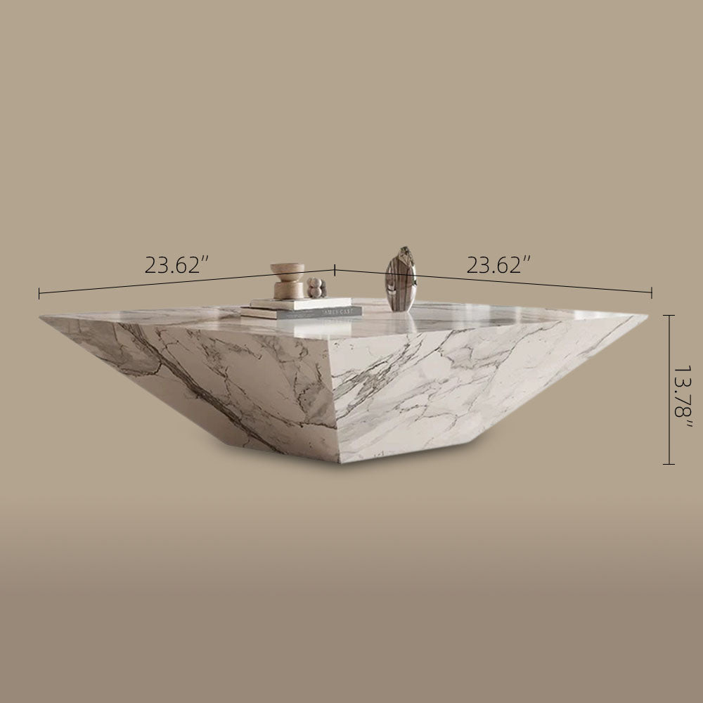 23''/31''Minimalist Square Coffee Table Modern Marble-Texture Centerpiece