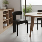 Load image into Gallery viewer, Modern Minimalist Sculptural Dining Chair Faux Leather Seat with Asymmetrical Geometric Backrest
