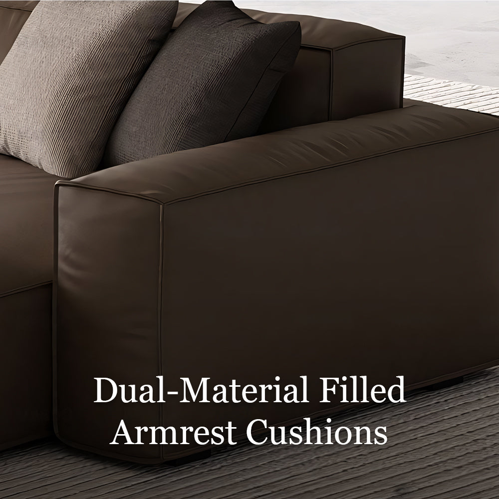 Modern Modular Top-Grain Leather Sectional Sofa