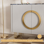 Load image into Gallery viewer, 62.4" Sleek Modern White and Gold Buffet Cabinet with Circular Accents
