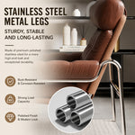 Load image into Gallery viewer, Mid-Century Brown Faux Leather Tufted Lounge Chair with Chrome Frame
