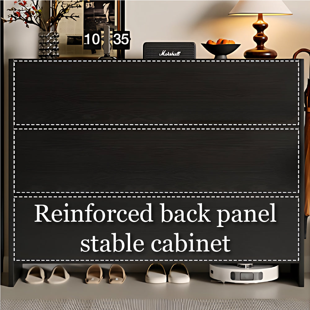 55.1'' Modern Walnut Shoe Cabinet with Drawers Hidden Shoe Storage Entryway Cabinet