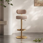 Load image into Gallery viewer, 1 Piece Modern Upholstered Adjustable Bar Stool with Gold Metal Base
