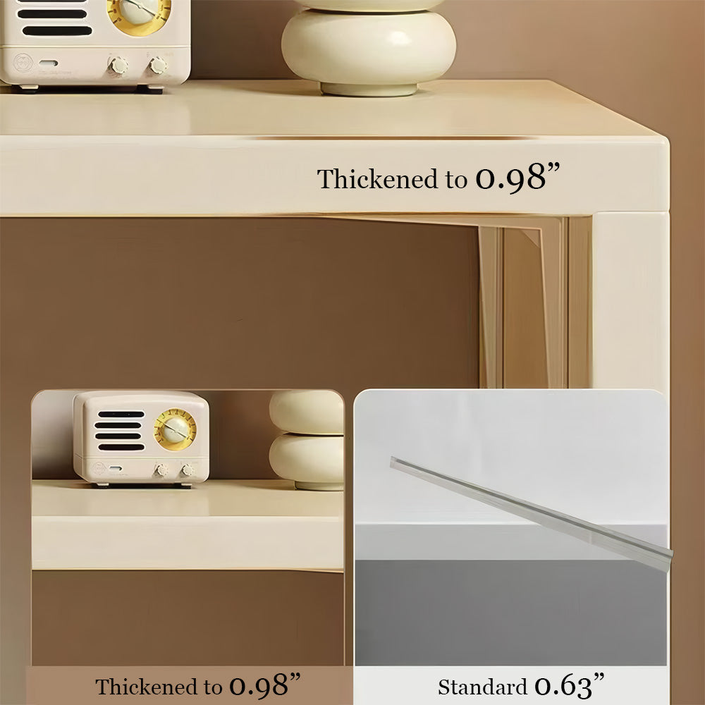 Modern Cream Vanity Desk with Storage Drawers