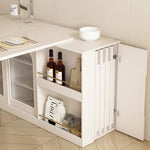 Load image into Gallery viewer, Multi-Functional Dining Table Rotating &amp; Foldable Sideboard Sintered Stone Top Storage Cabinet with Fluted Glass Doors
