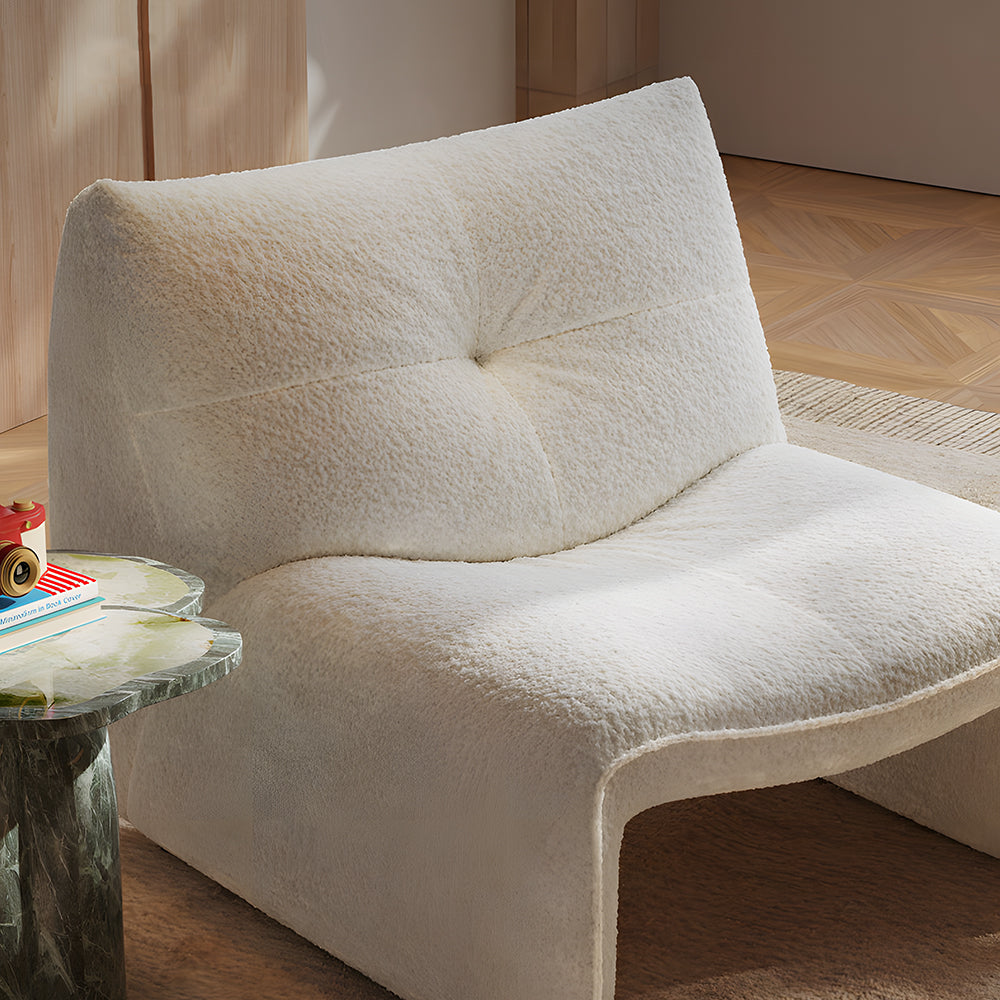 Modern Curved Bouclé Accent Lounge Chair Minimalist Armless Leisure Chair