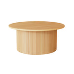 Load image into Gallery viewer, 35.68&#39;&#39; Natural Wood Round Coffee Table Vertical Textured Design Modern Minimalist Style
