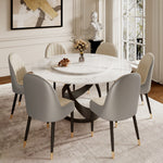 Load image into Gallery viewer, Round Dining Table Lazy Susan Marble Effect X Metal Base Perfect for 4-6 People
