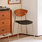 Load image into Gallery viewer, Modern Dining Chair with Stainless Steel Legs Faux Leather Upholstered Seat Ergonomic Wood Backrest for Dining Room
