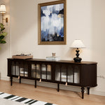 Load image into Gallery viewer, Modern Black TV Stand Console Table with Arched Glass Doors
