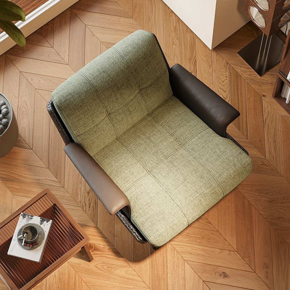 Modern Accent Lounge Chair Mixed Fabric and Faux Leather Armchair Upholstered Leisure Chair with Metal Legs