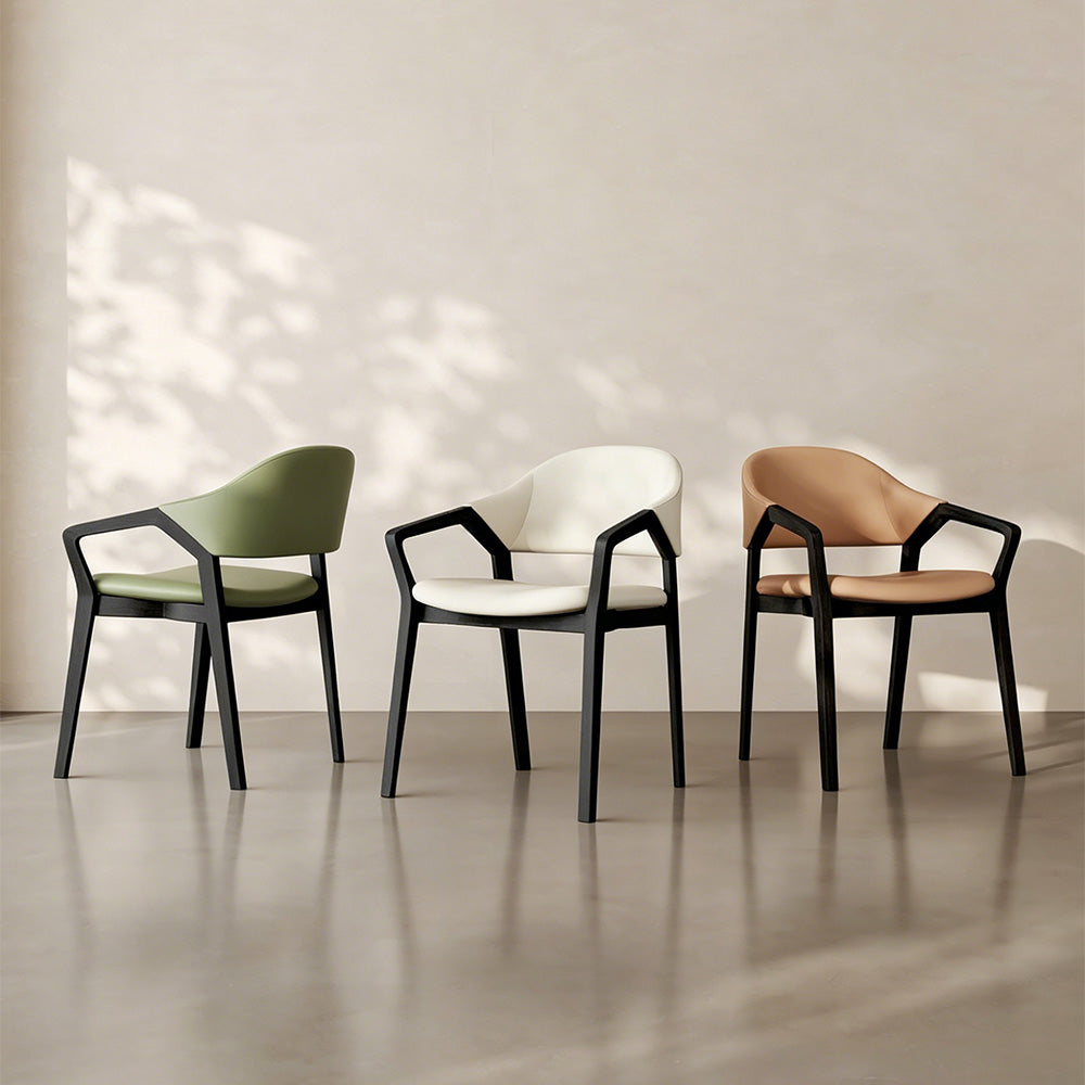 Set of 2 Modern Wooden Dining Chair with Upholstered Seat Mid Century Armchair Solid Wood Frame Minimalist Design