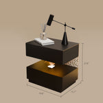Load image into Gallery viewer, Contemporary Black Nightstand with Scratch-Resistant Leather &amp; Motion Sensor Lighting
