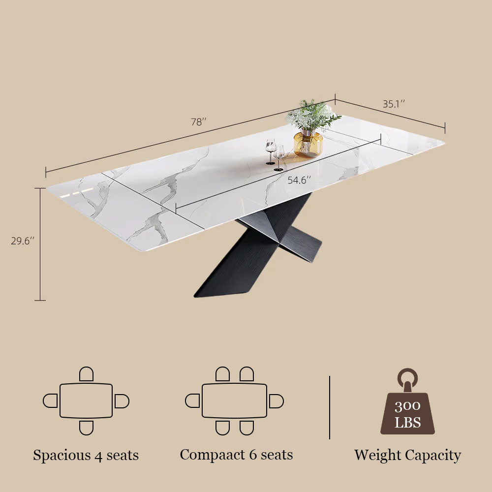 54.6"- 78" Elegant White Extendable Dining Table Versatile Foldable Design