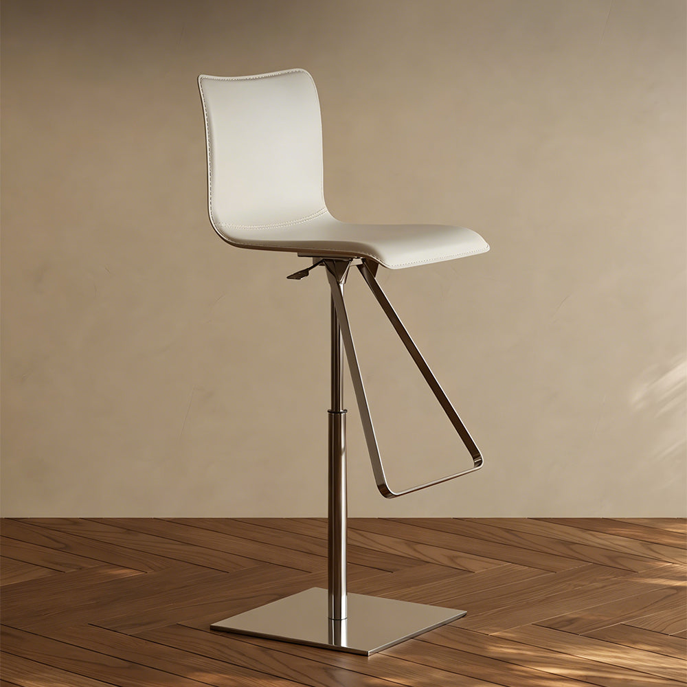 Modern Adjustable Swivel Bar Stool with Stainless Steel Base 1-Piece