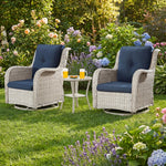 Load image into Gallery viewer, Outdoor Swivel Wicker Lounge Chair Set with Cushions and Matching Side Table
