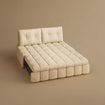 Load image into Gallery viewer, 65.5" Convertible Beige Sofa Bed with Adjustable Back Cushions
