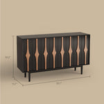 Load image into Gallery viewer, 55.1'' Modern Black &amp; Natural Wood Sideboard Cabinet with Decorative Slatted Doors

