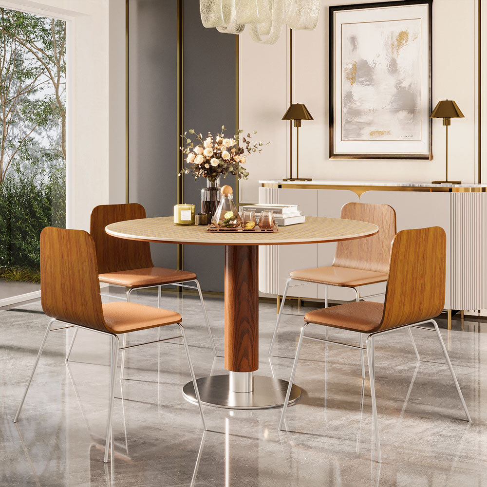 47.2'' Sintered Stone Dining Table Modern Luxury Heat Resistant Surface Metal Base Modern Minimalist Design