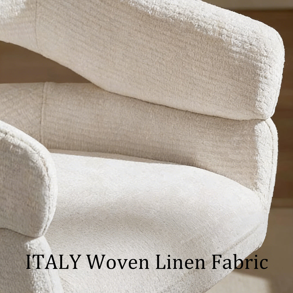 Modern Swivel Upholstered Dining Chair Curved Back Accent Chair with Metal Base