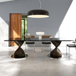 Load image into Gallery viewer, 70.8&quot; Modern Square Dining Table with Tempered Glass Top Wooden Creative Base and Sleek Surface for 6 to 8 People
