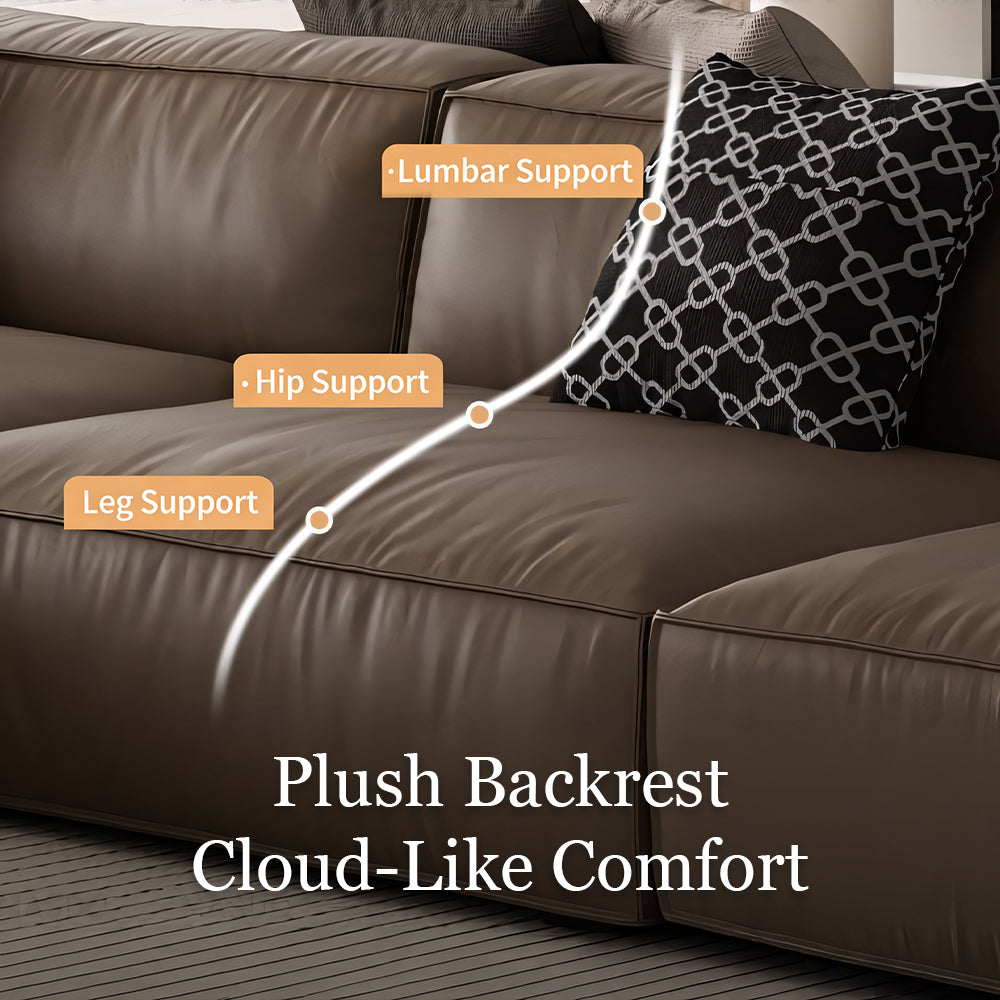 Modern Modular Top-Grain Leather Sectional Sofa