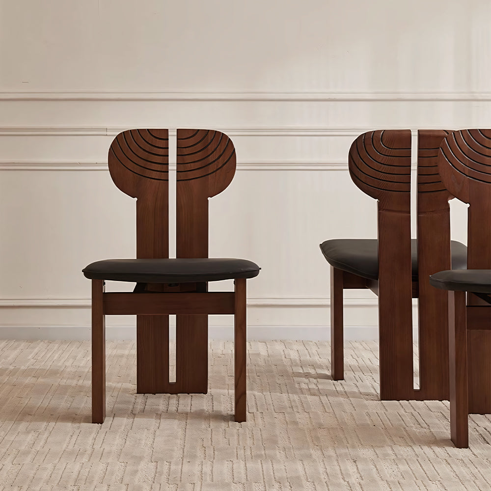 Modern Artistic Dining Chair Set of 2 Solid Wood Frame Upholstered Seat Carved Back Accent Chair
